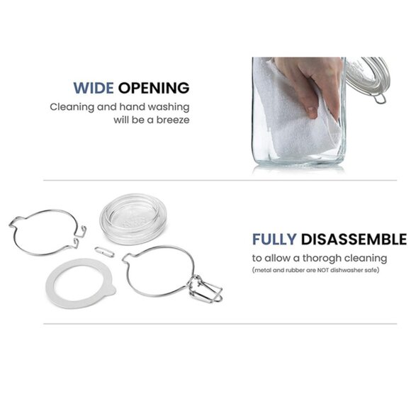 Bormioli Rocco Fido Italy Clear Glass Airtight Storage Jar Cobalt Blue Lid 3/4L - Picture 8 of 9